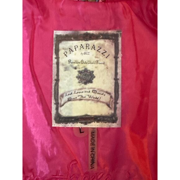 Embroidered Papparazzi by Biz Hot Pink Lined 4 Button Jacket VGUC - Picture 3 of 7